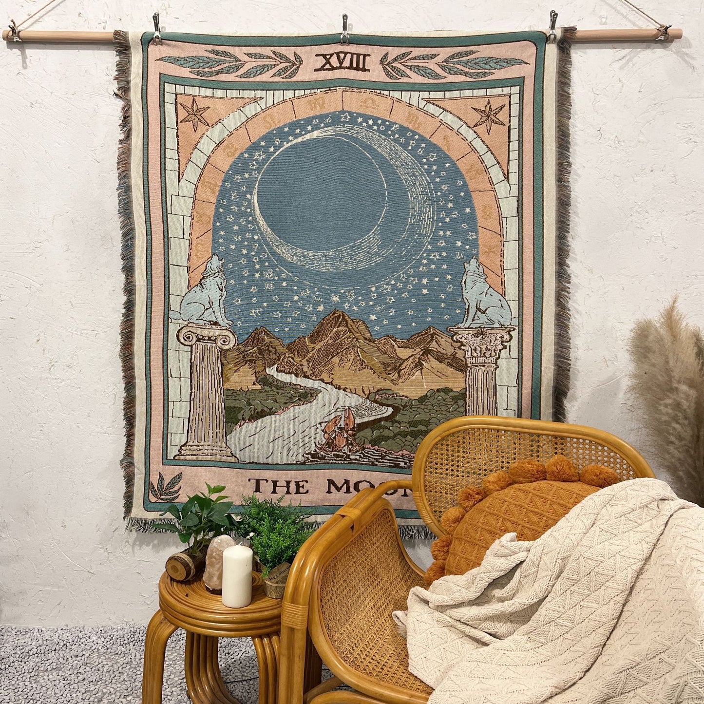 "the moon" tarot - woven blanket.