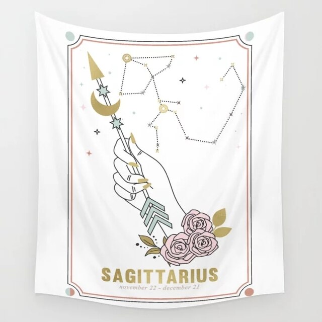 Pink Zodiac Astrology Fabric Poster Tapestry