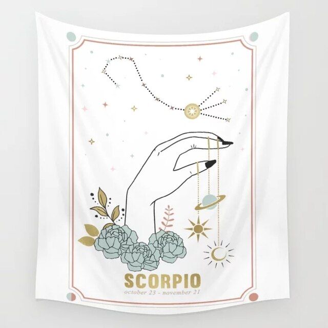 Pink Zodiac Astrology Fabric Poster Tapestry