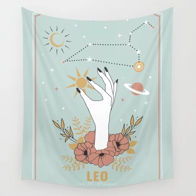 Pink Zodiac Astrology Fabric Poster Tapestry