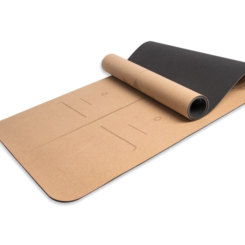 Jusenda 183X61cm Natural Cork Yoga Mat TPE Non-slip Fitness 5mm Carpet Sports Exercise Yoga Training Slimming Pads 72 *24 inch
