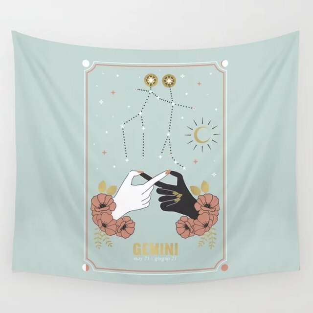 Pink Zodiac Astrology Fabric Poster Tapestry