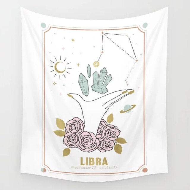 Pink Zodiac Astrology Fabric Poster Tapestry