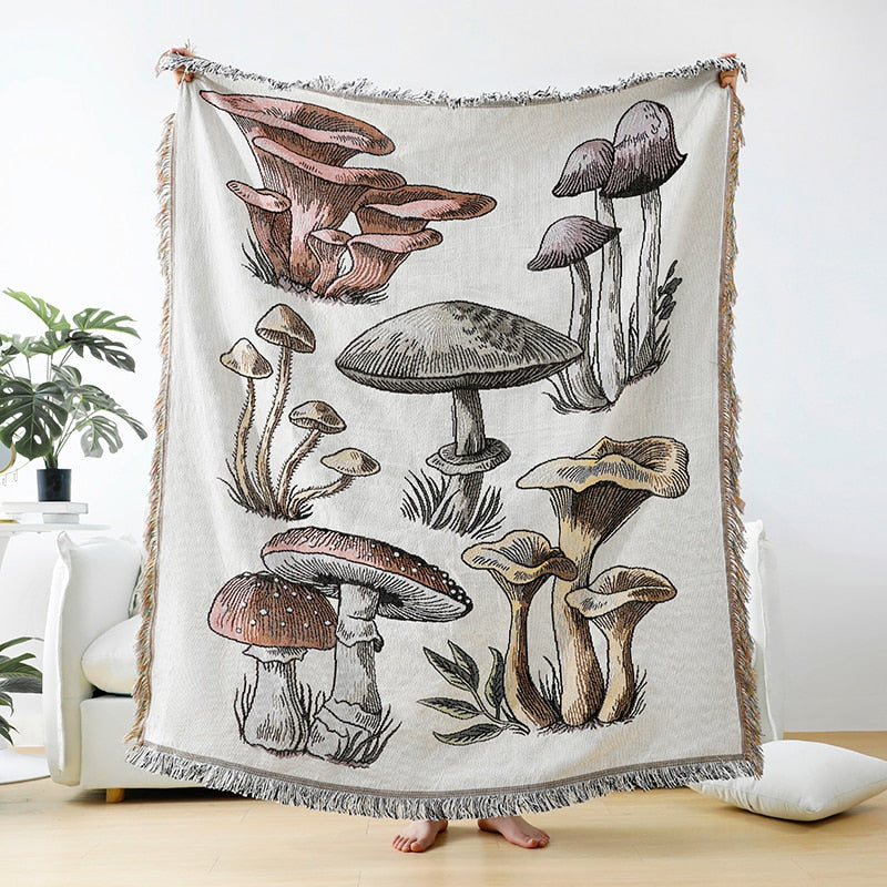 Mushroom Jacquard Tapestry Blanket