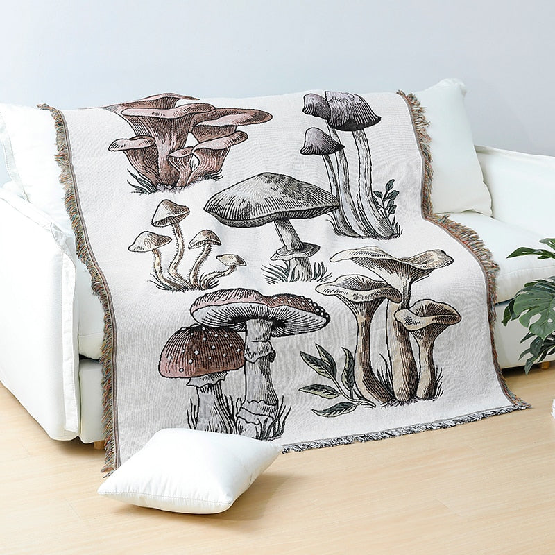 Mushroom Jacquard Tapestry Blanket