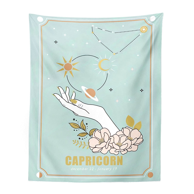 Pink Zodiac Astrology Fabric Poster Tapestry