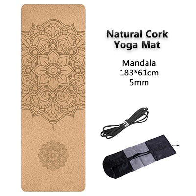 Jusenda 183X61cm Natural Cork Yoga Mat TPE Non-slip Fitness 5mm Carpet Sports Exercise Yoga Training Slimming Pads 72 *24 inch
