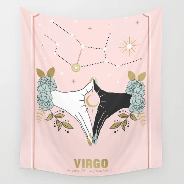 Pink Zodiac Astrology Fabric Poster Tapestry