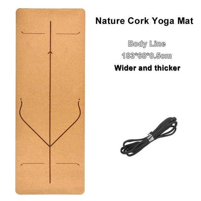 Jusenda 183X61cm Natural Cork Yoga Mat TPE Non-slip Fitness 5mm Carpet Sports Exercise Yoga Training Slimming Pads 72 *24 inch