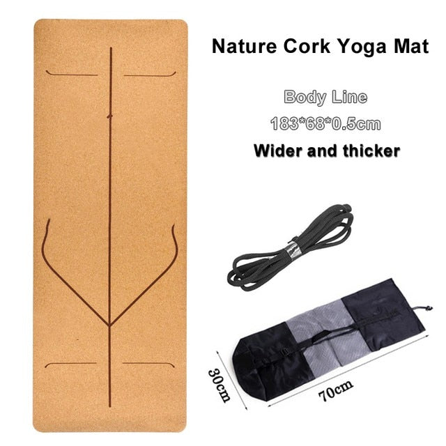 Jusenda 183X61cm Natural Cork Yoga Mat TPE Non-slip Fitness 5mm Carpet Sports Exercise Yoga Training Slimming Pads 72 *24 inch