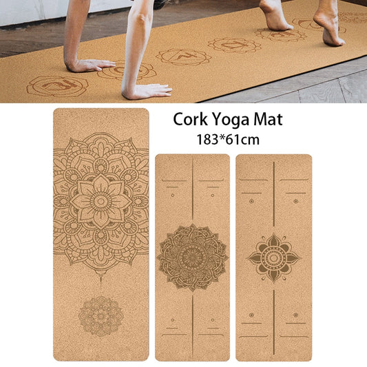 Jusenda 183X61cm Natural Cork Yoga Mat TPE Non-slip Fitness 5mm Carpet Sports Exercise Yoga Training Slimming Pads 72 *24 inch