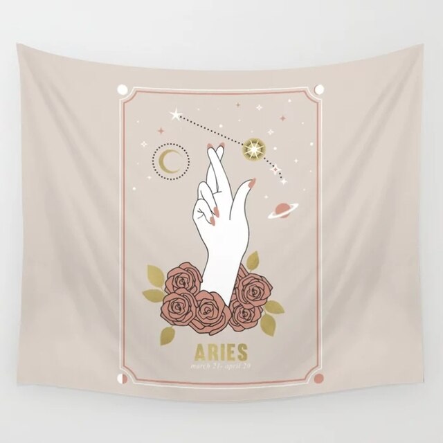 Pink Zodiac Astrology Fabric Poster Tapestry
