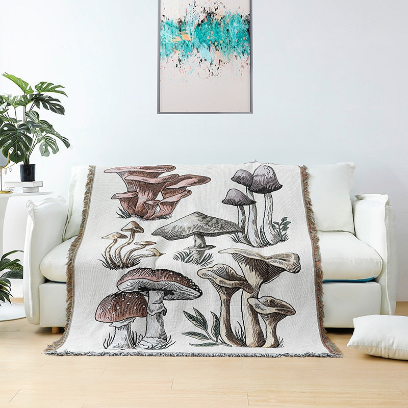 Mushroom Jacquard Tapestry Blanket
