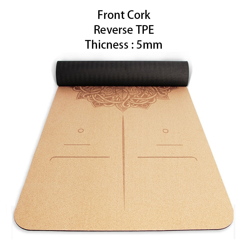 Jusenda 183X61cm Natural Cork Yoga Mat TPE Non-slip Fitness 5mm Carpet Sports Exercise Yoga Training Slimming Pads 72 *24 inch
