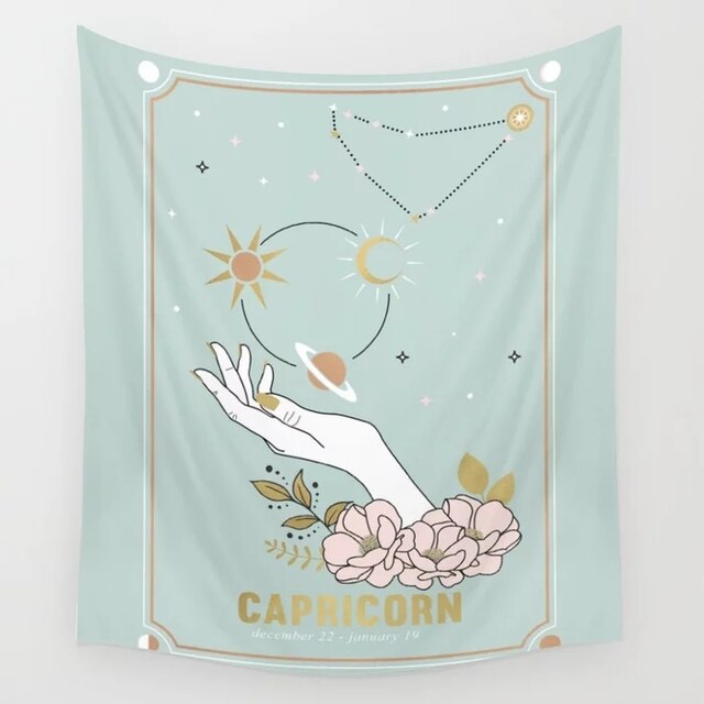 Pink Zodiac Astrology Fabric Poster Tapestry