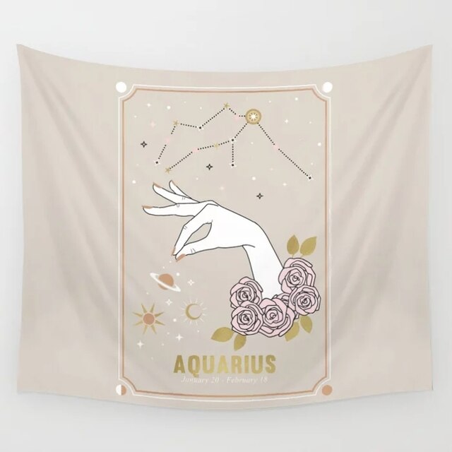 Pink Zodiac Astrology Fabric Poster Tapestry