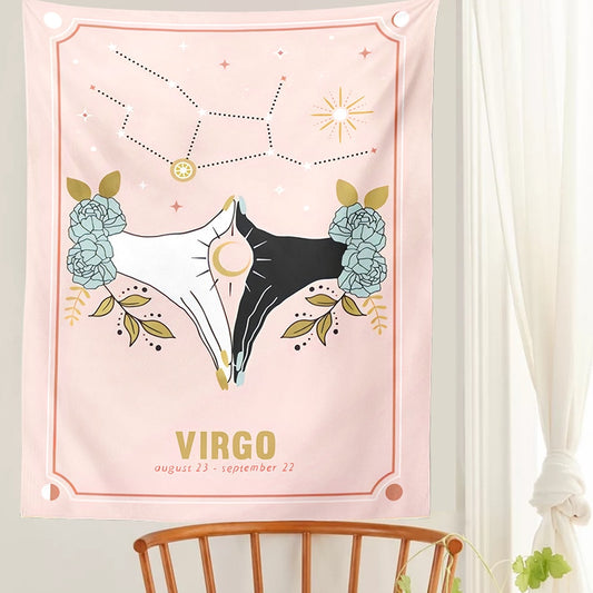 Pink Zodiac Astrology Fabric Poster Tapestry
