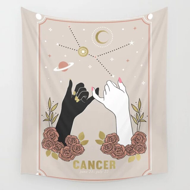 Pink Zodiac Astrology Fabric Poster Tapestry