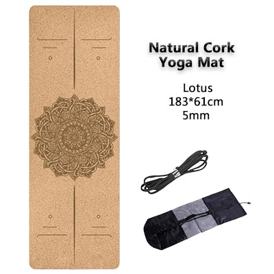 Jusenda 183X61cm Natural Cork Yoga Mat TPE Non-slip Fitness 5mm Carpet Sports Exercise Yoga Training Slimming Pads 72 *24 inch