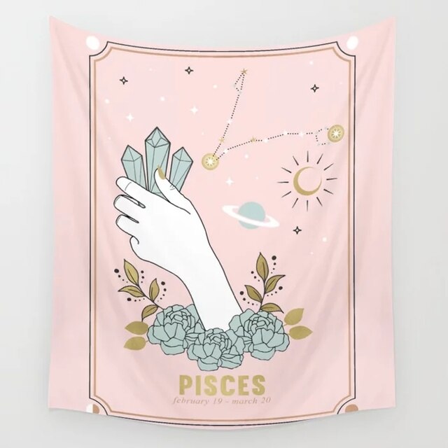 Pink Zodiac Astrology Fabric Poster Tapestry