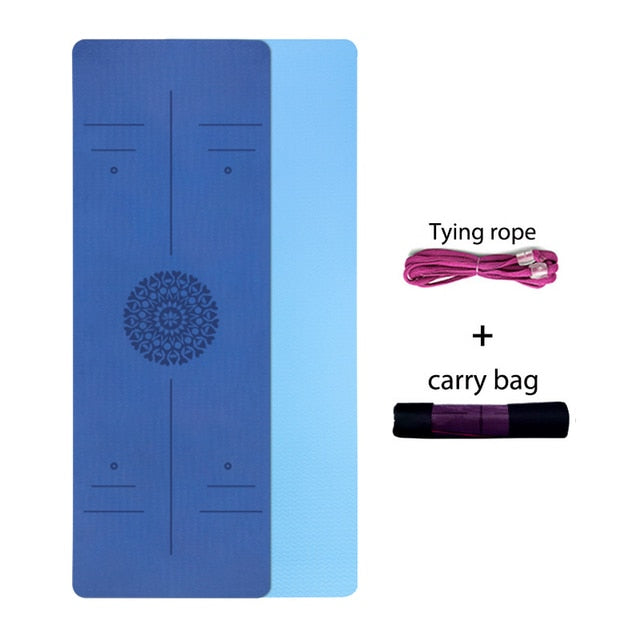 TPE Yoga Mat With Position Line 6mm Non-Slip Double Layer Sports Exercise Pad For Beginner Home Gym Fitness Gymnastics Pilates
