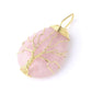 CSJA Tree of Life Crystals Necklace Pendant Water Drop Natural Stone Necklaces Wire Wrap Rose Amethysts Quartz Tiger Eye G953