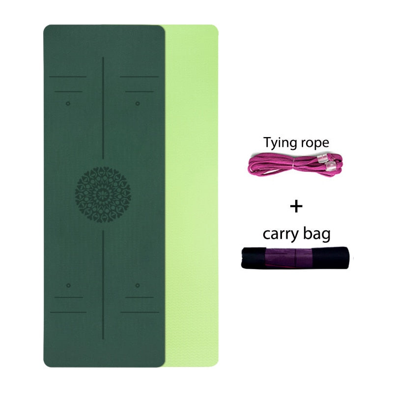 TPE Yoga Mat With Position Line 6mm Non-Slip Double Layer Sports Exercise Pad For Beginner Home Gym Fitness Gymnastics Pilates