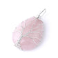 CSJA Tree of Life Crystals Necklace Pendant Water Drop Natural Stone Necklaces Wire Wrap Rose Amethysts Quartz Tiger Eye G953