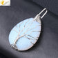 CSJA Tree of Life Crystals Necklace Pendant Water Drop Natural Stone Necklaces Wire Wrap Rose Amethysts Quartz Tiger Eye G953