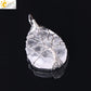 CSJA Tree of Life Crystals Necklace Pendant Water Drop Natural Stone Necklaces Wire Wrap Rose Amethysts Quartz Tiger Eye G953