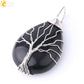 CSJA Tree of Life Crystals Necklace Pendant Water Drop Natural Stone Necklaces Wire Wrap Rose Amethysts Quartz Tiger Eye G953