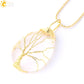 CSJA Tree of Life Crystals Necklace Pendant Water Drop Natural Stone Necklaces Wire Wrap Rose Amethysts Quartz Tiger Eye G953
