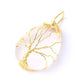 CSJA Tree of Life Crystals Necklace Pendant Water Drop Natural Stone Necklaces Wire Wrap Rose Amethysts Quartz Tiger Eye G953