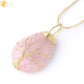 CSJA Tree of Life Crystals Necklace Pendant Water Drop Natural Stone Necklaces Wire Wrap Rose Amethysts Quartz Tiger Eye G953