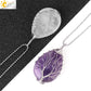 CSJA Tree of Life Crystals Necklace Pendant Water Drop Natural Stone Necklaces Wire Wrap Rose Amethysts Quartz Tiger Eye G953